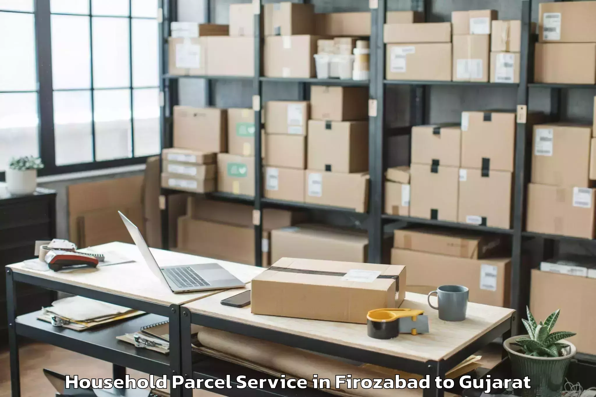 Easy Firozabad to Gujarat Ayurved University Jam Household Parcel Booking